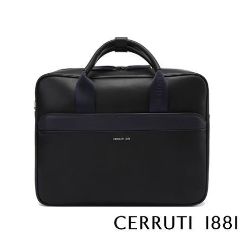 Cerruti 1881 限量2折 義大利頂級小牛皮公事包/斜背包 CECA04657M 全新專櫃展示品(黑色)