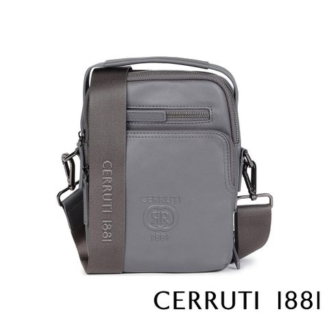 Cerruti 1881 限量2折 義大利頂級小牛皮肩背包斜背包 CEBO05148M 全新專櫃展示品(灰色)