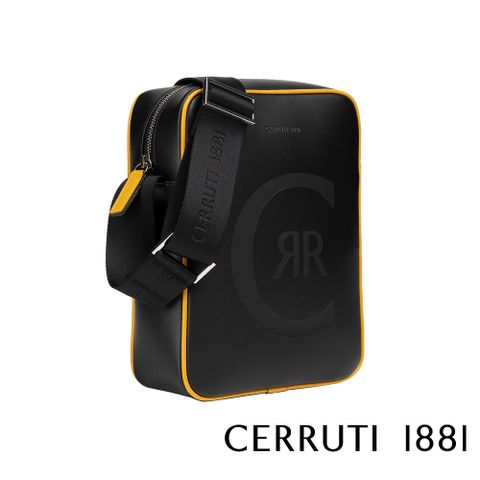 【CERRUTI 1881】義大利頂級小牛皮肩背包斜背包 CEBO05479M 全新專櫃展示品(黑色)