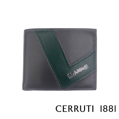 Cerruti 1881 限量2折 義大利頂級小牛皮8卡短夾皮夾 CEPU05095M 全新專櫃展示品(灰色 贈禮盒提袋)