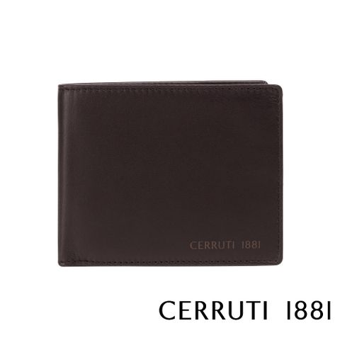 Cerruti 1881 限量2折 義大利頂級小牛皮12卡短夾皮夾 CEPU05710M 全新專櫃展示品(咖啡色 贈禮盒提袋)