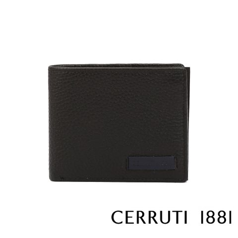 Cerruti 1881 限量2折 義大利頂級小牛皮4卡1零錢袋短夾 CEPU05916M 全新專櫃展示品(黑色 贈禮盒提袋)