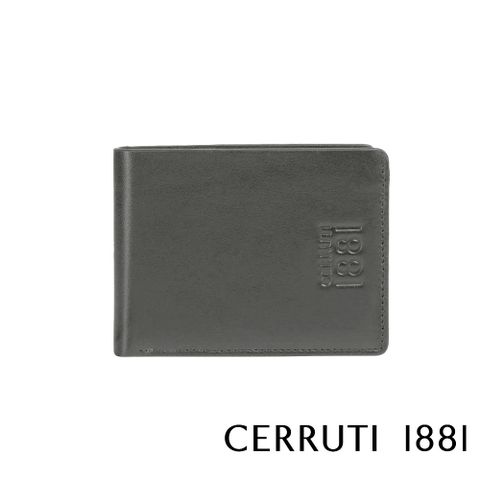 【CERRUTI 1881】義大利頂級小牛皮5卡短夾皮夾 CEPU05922M 全新專櫃展示品(灰色 贈禮盒提袋)