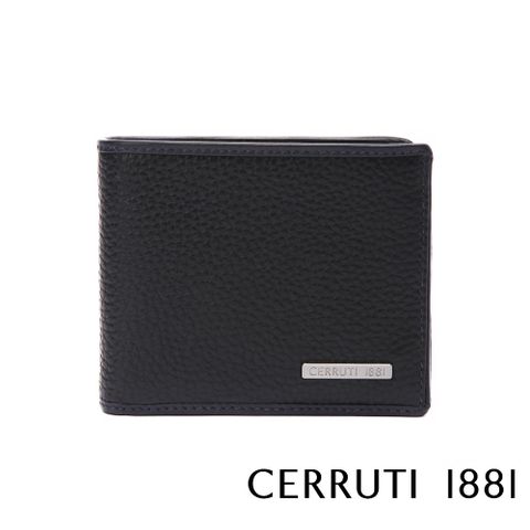 Cerruti 1881 限量2折 義大利頂級小牛皮9卡透明窗短夾 CEPU05988M 全新專櫃展示品(黑色 贈禮盒提袋)