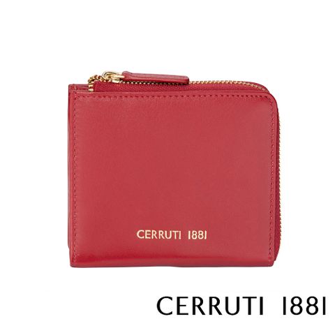 Cerruti 1881 限量2折 義大利頂級小牛皮零錢包 CEPD06163M 贈禮盒提袋 全新專櫃展示品 (紅色)