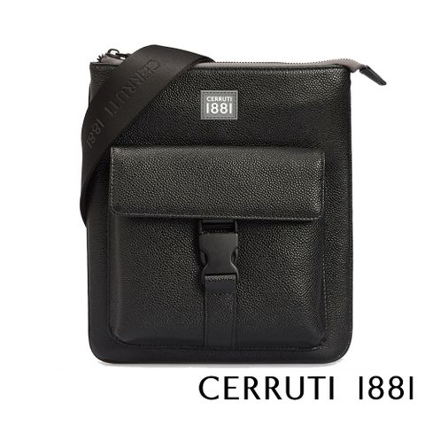 Cerruti 1881 限量2折 頂級義大利小牛皮側背斜背包 CEBO05342M 全新專櫃展示品(黑色)