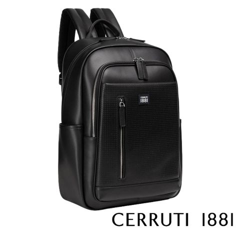 Cerruti 1881 限量2折 頂級義大利小牛皮後背包 CEZA06516M 全新專櫃展示品(黑色)