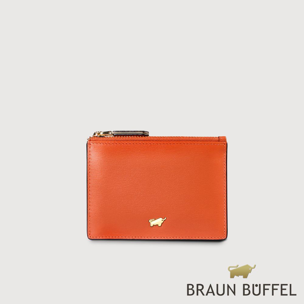 BRAUN BUFFEL 德國小金牛台灣總代理城市拉鍊零錢袋卡夾-赤陶色