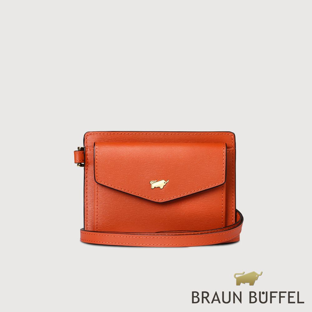 BRAUN BUFFEL 德國小金牛台灣總代理城市拉鍊零錢袋卡夾-赤陶色