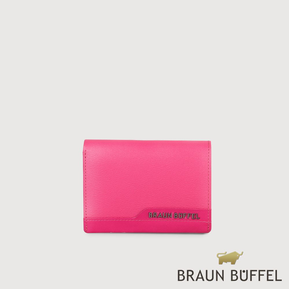 BRAUN BUFFEL 德國小金牛 台灣總代理 黎明 名片夾-亮粉紅色/ BF822-141-LP