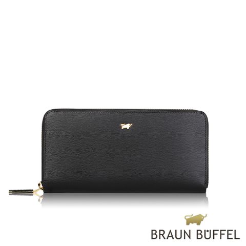 BRAUN BUFFEL 德國小金牛 台灣總代理 城市 10卡拉鍊長夾-黑色/BF696-602-BK