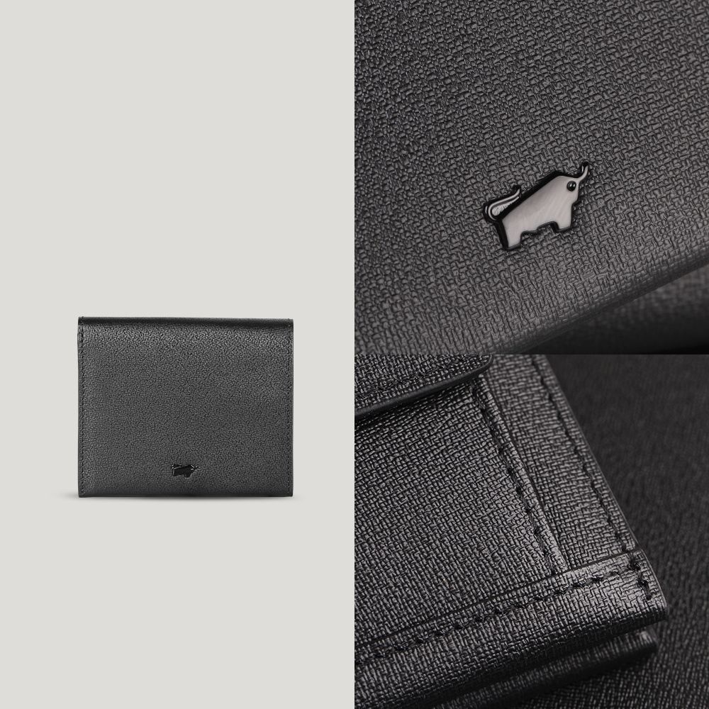 BRAUN BUFFEL 德國小金牛 台灣總代理 蔚藍 6卡兩折短夾-黑色/BF821-404-BK