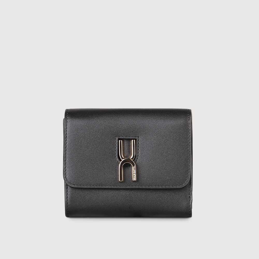 BRAUN BUFFEL 德國小金牛 台灣總代理 賽德琳 5卡三折短夾-黑色/BF828-414-BK