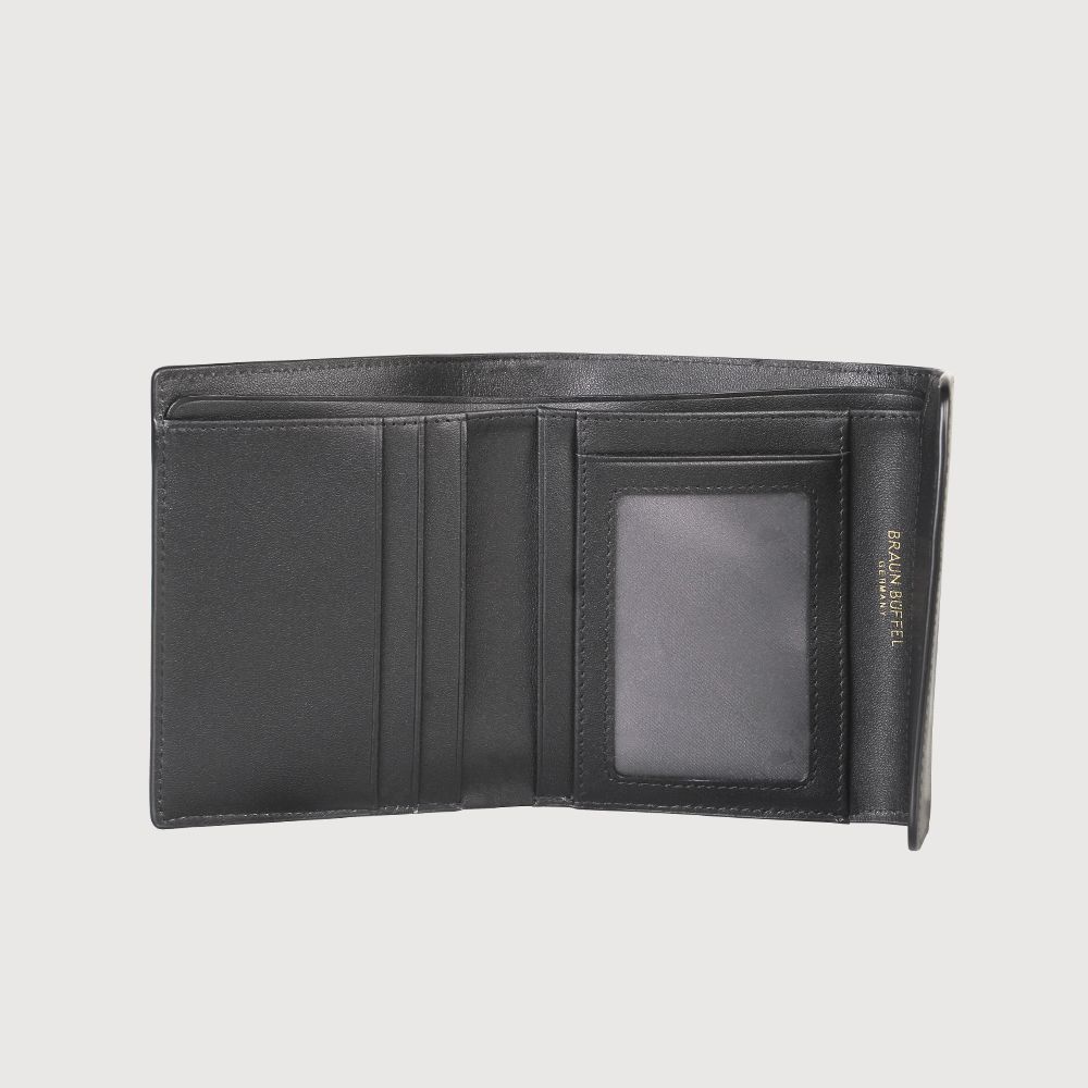 BRAUN BUFFEL 德國小金牛 台灣總代理 賽德琳 5卡三折短夾-黑色/BF828-414-BK