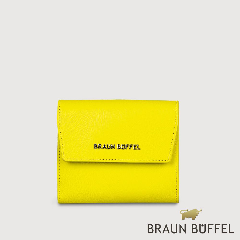 BRAUN BUFFEL 德國小金牛 台灣總代理 萊納斯 8卡RFID防盜兩折短夾-青檸色/BF835-404-CYL