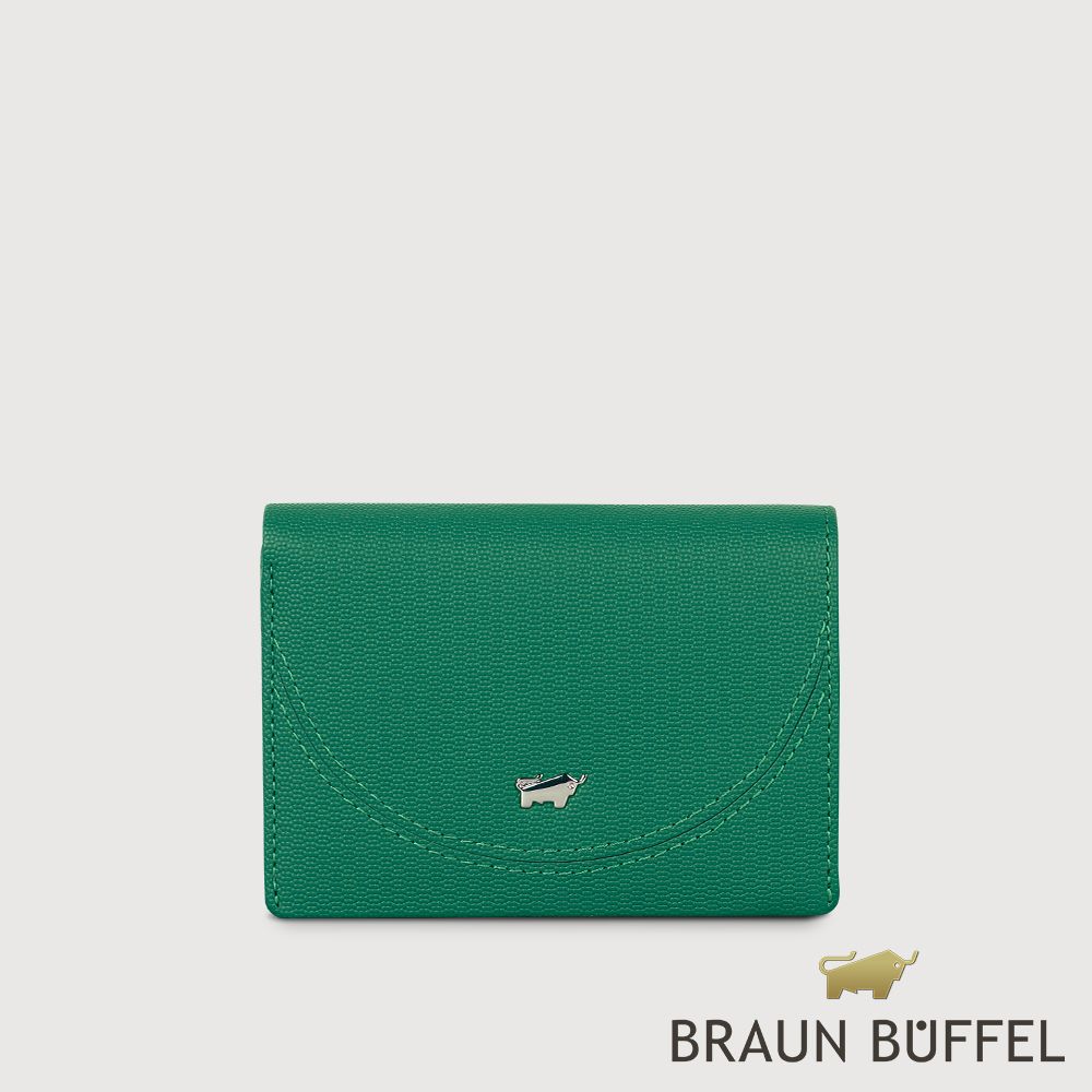 BRAUN BUFFEL 德國小金牛 台灣總代理 欣娜A 名片夾-常綠色/BF842-141-EG