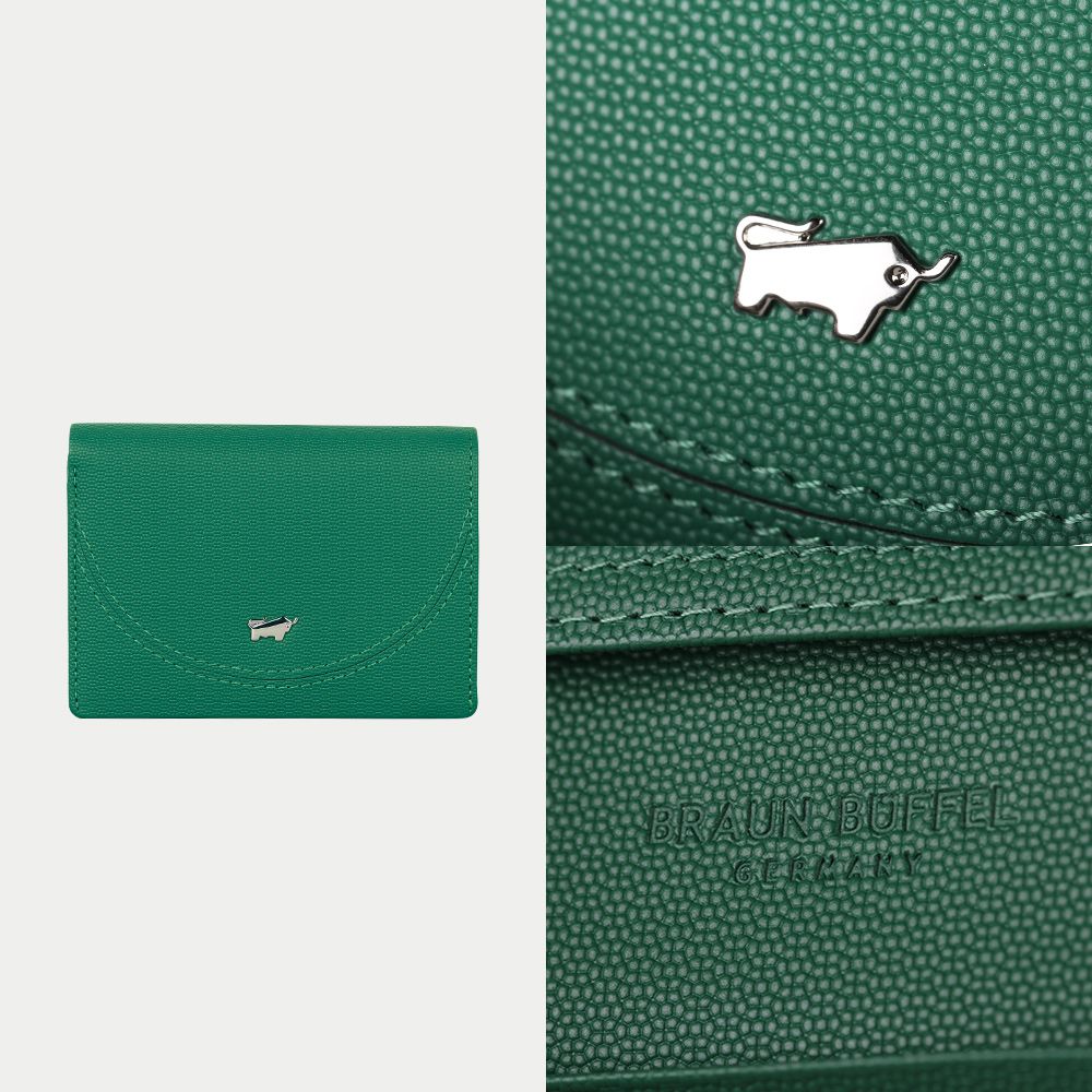 BRAUN BUFFEL 德國小金牛 台灣總代理 欣娜A 名片夾-常綠色/BF842-141-EG