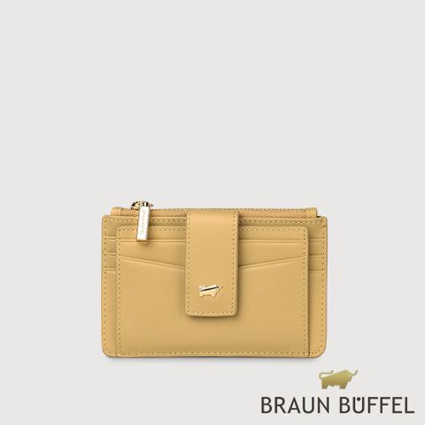 BRAUN BUFFEL 德國小金牛 台灣總代理 城市-A 拉鍊零錢袋卡夾-淺棕色/BF841-145-CR