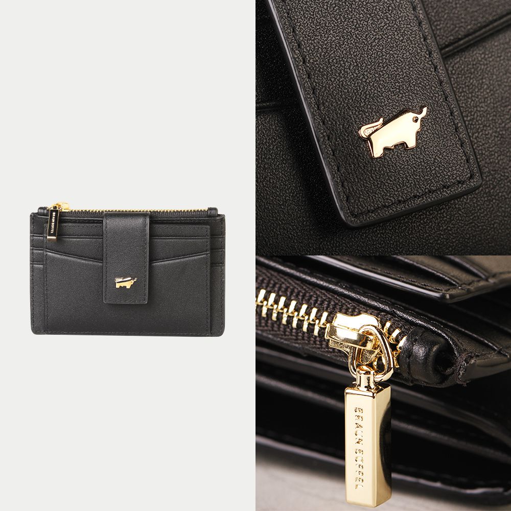 BRAUN BUFFEL 德國小金牛 台灣總代理 城市-A 拉鍊零錢袋卡夾-黑色/BF841-145-BK