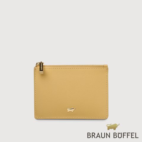 BRAUN BUFFEL 德國小金牛 台灣總代理 城市-A 拉鍊零錢包-淺棕色/BF841-163-CR