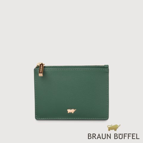 BRAUN BUFFEL 德國小金牛 台灣總代理 城市-A 拉鍊零錢包-常綠色/BF841-163-EG