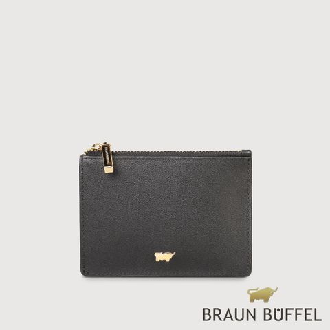 BRAUN BUFFEL 德國小金牛 台灣總代理 城市-A 拉鍊零錢包-黑色/BF841-163-BK