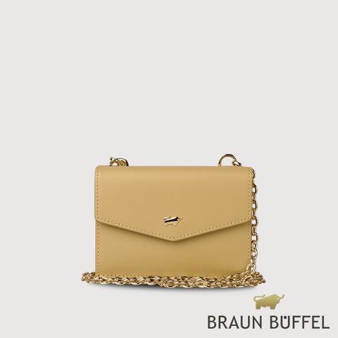 BRAUN BUFFEL 德國小金牛 台灣總代理 城市-A 8卡附背帶短夾-淺棕色/BF841-720-CR