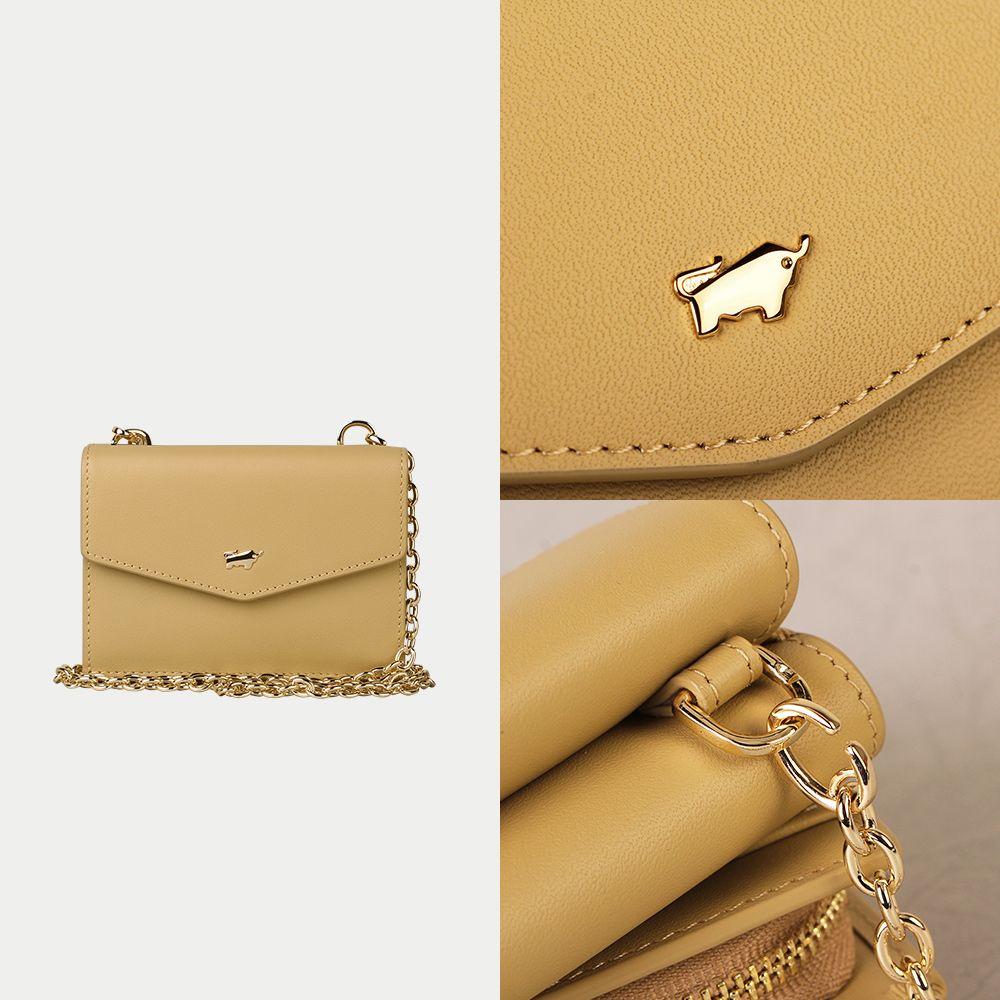 BRAUN BUFFEL 德國小金牛 台灣總代理 城市-A 8卡附背帶短夾-淺棕色/BF841-720-CR