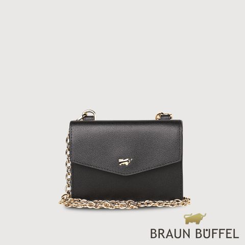 BRAUN BUFFEL 德國小金牛 台灣總代理 城市-A 8卡附背帶短夾-黑色/BF841-720-BK