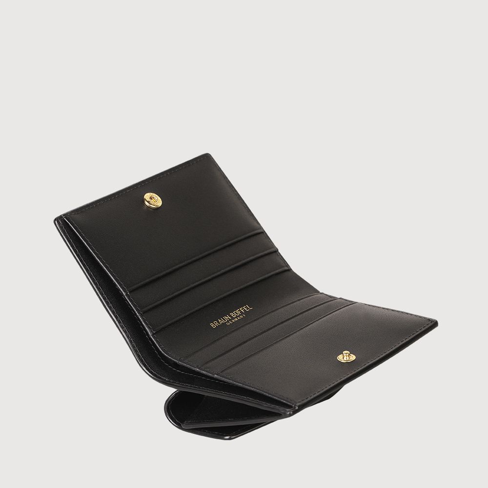 BRAUN BUFFEL 德國小金牛 台灣總代理 城市-A 8卡附背帶短夾-黑色/BF841-720-BK