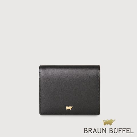 BRAUN BUFFEL 德國小金牛 台灣總代理 城市-A 4卡兩折短夾-黑色/BF841-401-BK