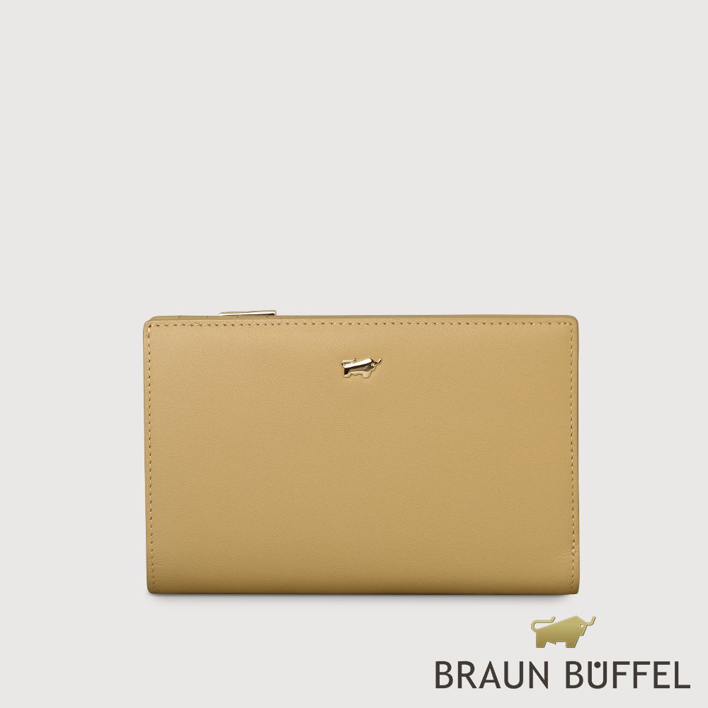 BRAUN BUFFEL 德國小金牛 台灣總代理 城市-A 11卡兩折中夾-淺棕色/BF841-502-CR