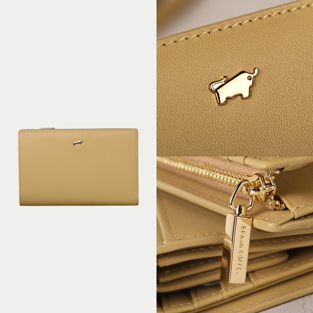 BRAUN BUFFEL 德國小金牛 台灣總代理 城市-A 11卡兩折中夾-淺棕色/BF841-502-CR