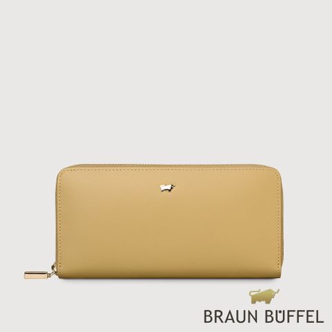 【BRAUN BUFFEL 德國小金牛】台灣總代理 城市-A 8卡拉鍊長夾-淺棕色/BF841-602-CR