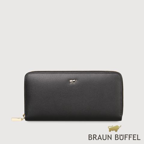 BRAUN BUFFEL 德國小金牛 台灣總代理 城市-A 8卡拉鍊長夾-黑色/BF841-602-BK