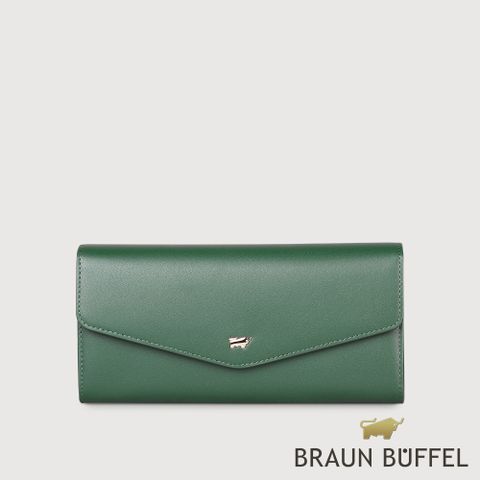 BRAUN BUFFEL 德國小金牛 台灣總代理 城市-A 12卡兩折長夾-常綠色/BF841-621-EG