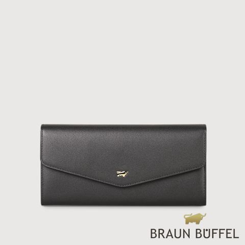 BRAUN BUFFEL 德國小金牛 台灣總代理 城市-A 12卡兩折長夾-黑色/BF841-621-BK