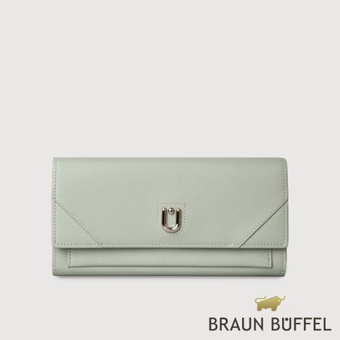 BRAUN BUFFEL 德國小金牛 台灣總代理 阿莉亞 14卡兩折長夾-薄荷綠/BF843-631-FM