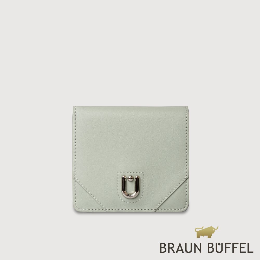 BRAUN BUFFEL 德國小金牛 台灣總代理 阿莉亞 7卡兩折短夾-薄荷綠/BF843-403-FM