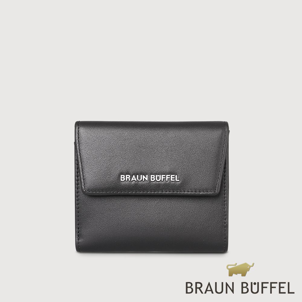 BRAUN BUFFEL 德國小金牛 台灣總代理 薇拉-A 8卡兩折短夾-黑/BF850-404-BK