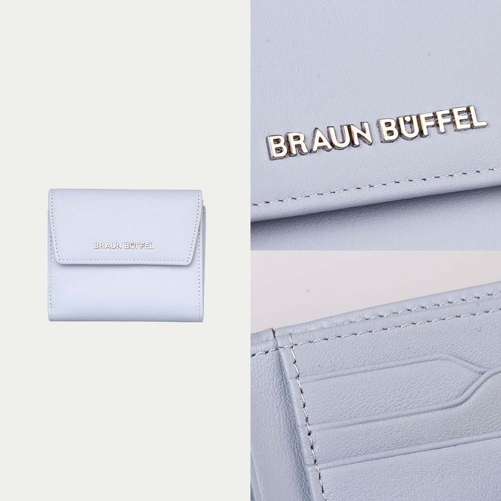 BRAUN BUFFEL 德國小金牛 台灣總代理 薇拉-A 8卡兩折短夾-淡藍色/BF850-404-CBL