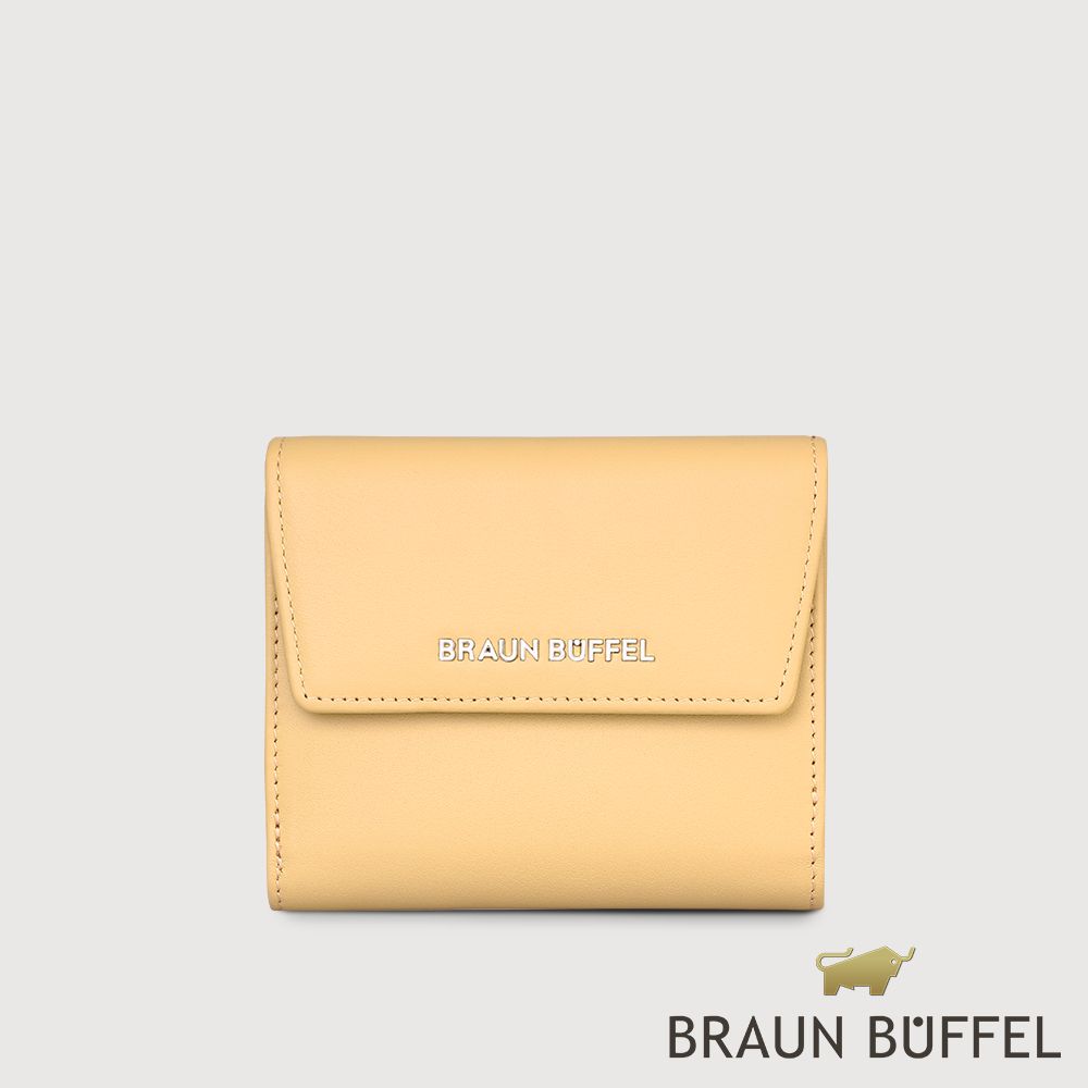 BRAUN BUFFEL 德國小金牛 台灣總代理 薇拉-A 8卡兩折短夾-淺棕色/BF850-404-CR