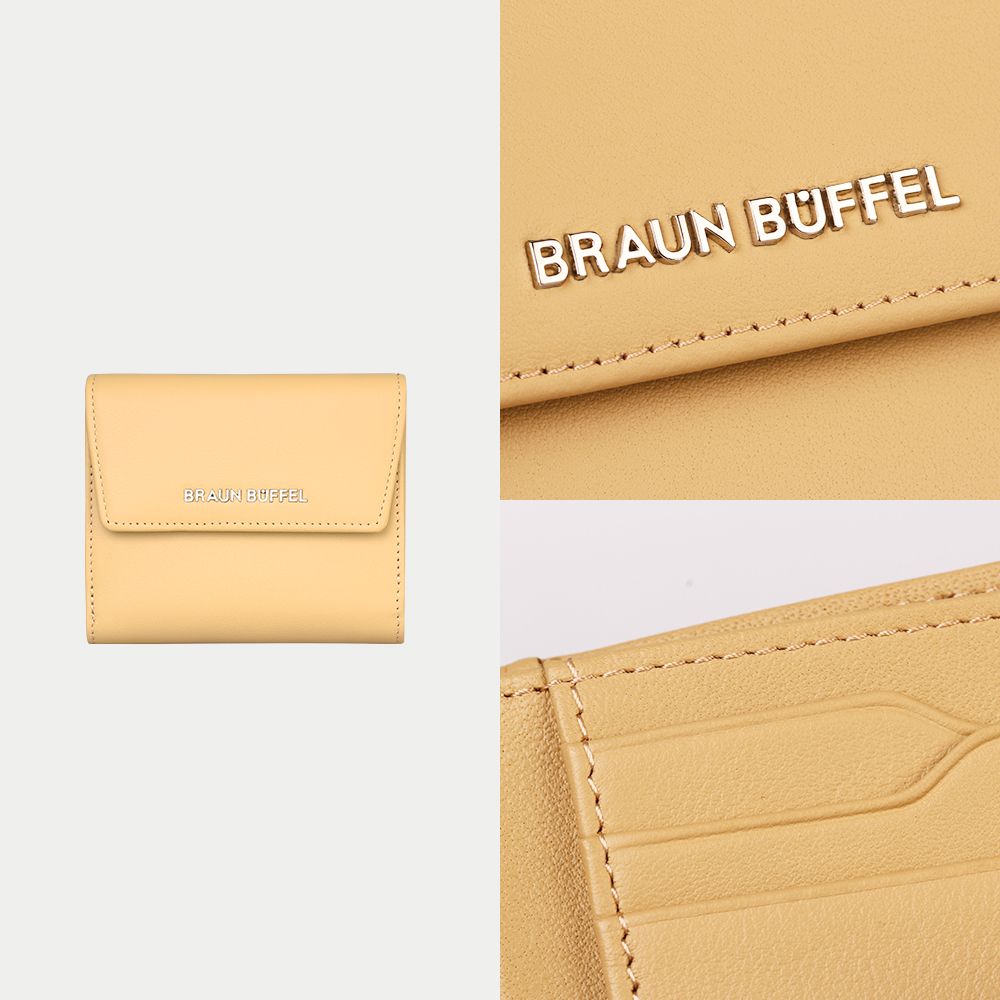 BRAUN BUFFEL 德國小金牛 台灣總代理 薇拉-A 8卡兩折短夾-淺棕色/BF850-404-CR