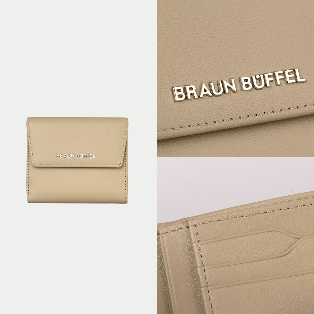 BRAUN BUFFEL 德國小金牛 台灣總代理 薇拉-A 8卡兩折短夾-奶茶棕/BF850-404-SVM