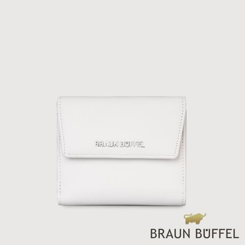 BRAUN BUFFEL 德國小金牛 台灣總代理 薇拉-A 8卡兩折短夾-白/BF850-404-WT