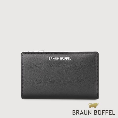 BRAUN BUFFEL 德國小金牛 台灣總代理 薇拉-A 11卡兩折中夾-黑/BF850-502-BK