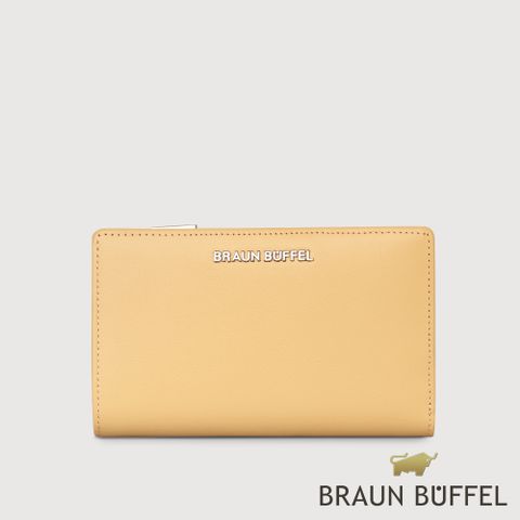 BRAUN BUFFEL 德國小金牛 台灣總代理 薇拉-A 11卡兩折中夾-淺棕色/BF850-502-CR