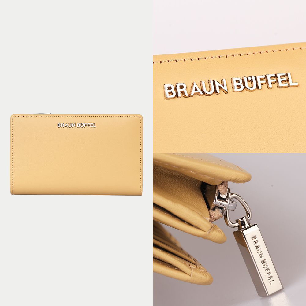 BRAUN BUFFEL 德國小金牛 台灣總代理 薇拉-A 11卡兩折中夾-淺棕色/BF850-502-CR