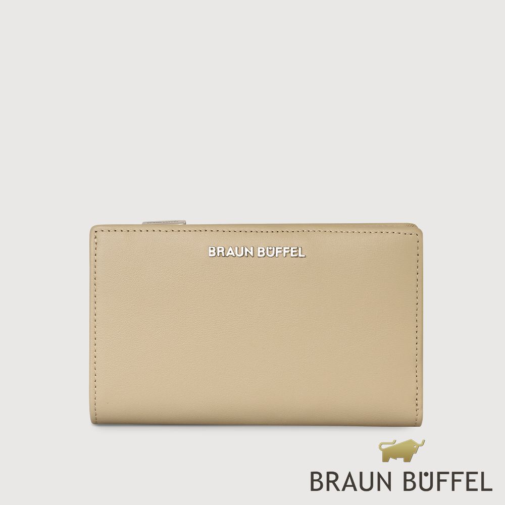 BRAUN BUFFEL 德國小金牛 台灣總代理 薇拉-A 11卡兩折中夾-奶茶棕/BF850-502-SVM