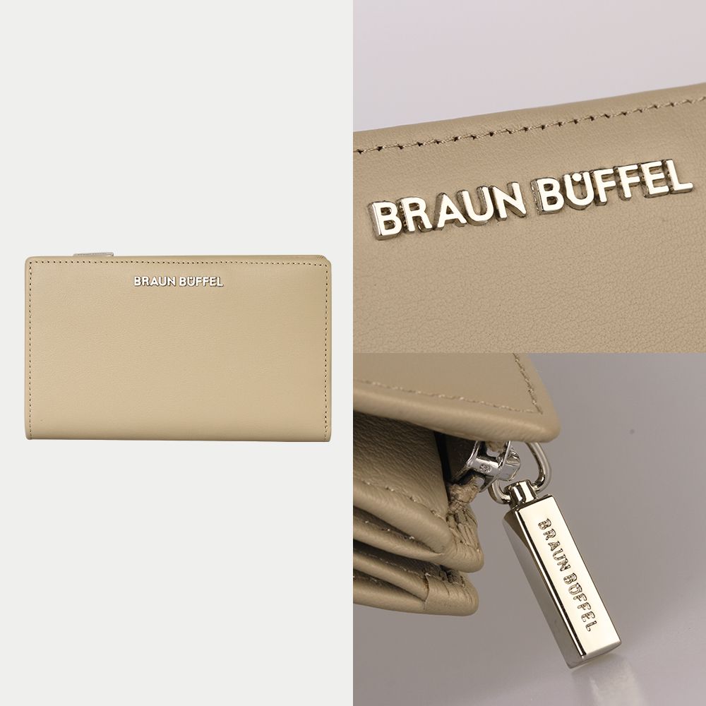 BRAUN BUFFEL 德國小金牛 台灣總代理 薇拉-A 11卡兩折中夾-奶茶棕/BF850-502-SVM